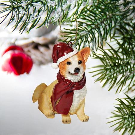 DESIGN TOSCANO Welsh Corgi Holiday Dog Ornament Sculpture JH576337